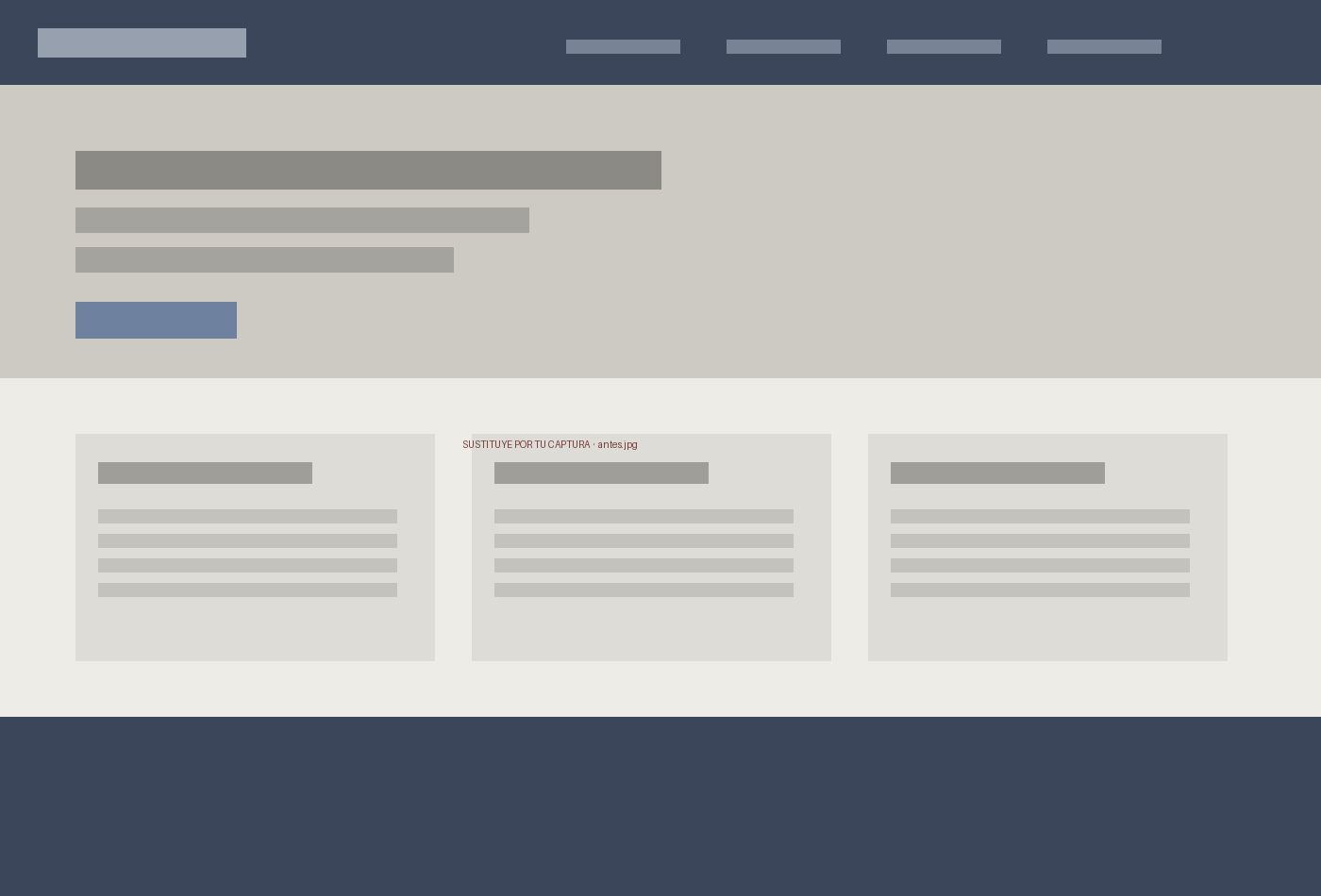 Captura de la web antigua del cliente